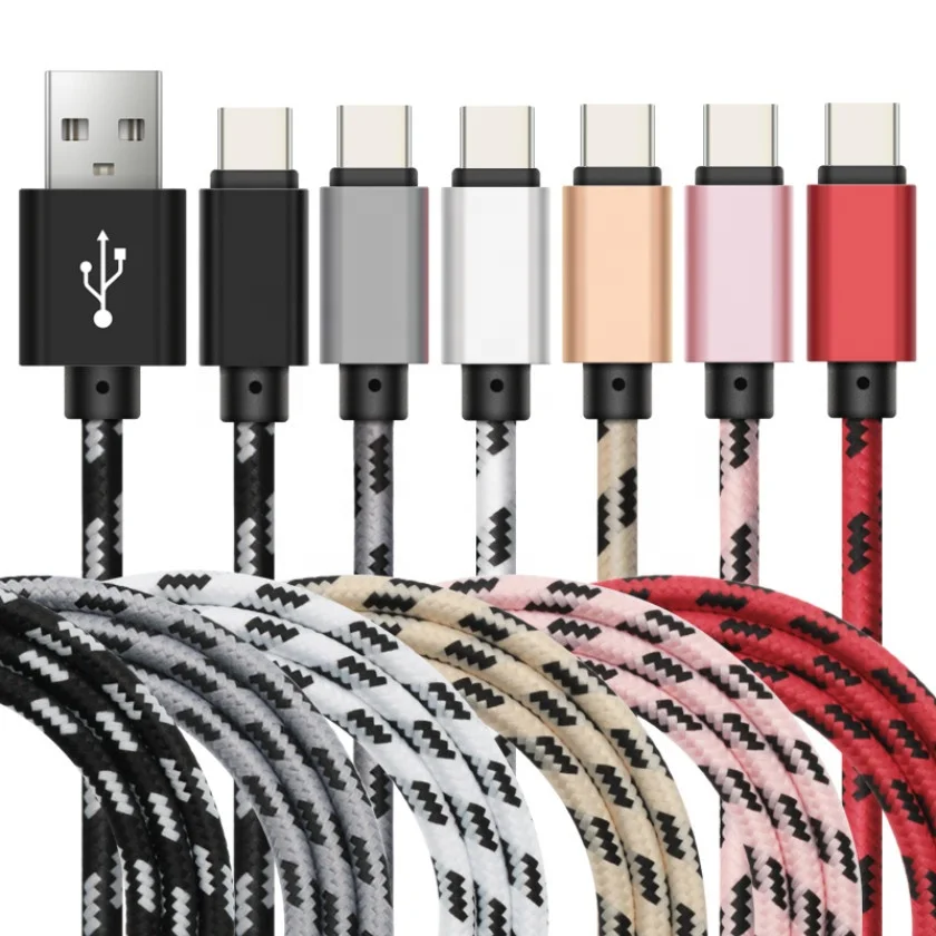 

1m Micro USB Type C Charger Cable Fast Charging Data Cord For iPhone 11 XS Max Samsung S10 Xiaomi Redmi Note 8 Phone Cables, Black, white, grey, pink, golden, red