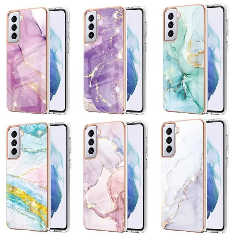 

Hot Sale Crystal Luxury Electroplated phone case For Samsung S22 A22 Marble protective cover