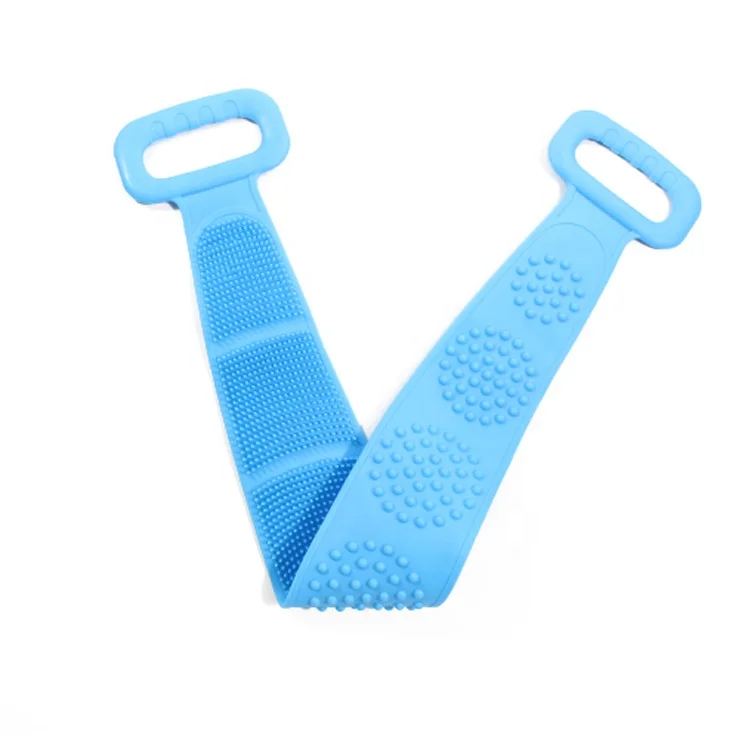 

new arrival amazon hotsell Body Exfoliating Gloves wholesale towel long shower back silicone bath body brush scrubber, Blue