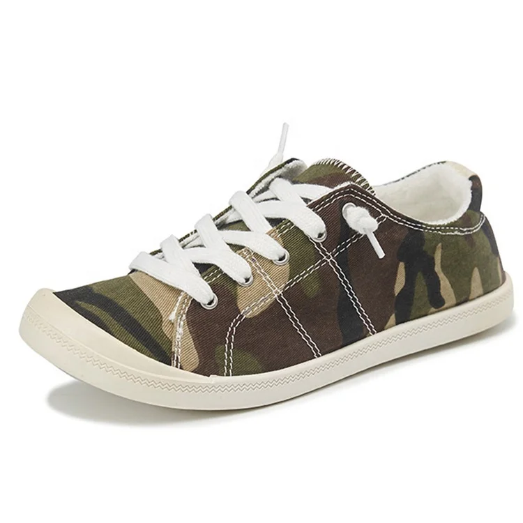 

2022 summer camo flat canvas loafers shoe low heel women sneaker casual shoes sports women