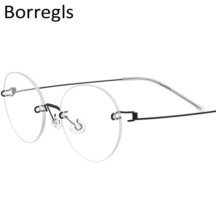 

Borregls Titanium Alloy Glasses Frame Men Screwless Eyewear Women New Rimless Myopia Round Prescription Korea Eyeglasses 10067