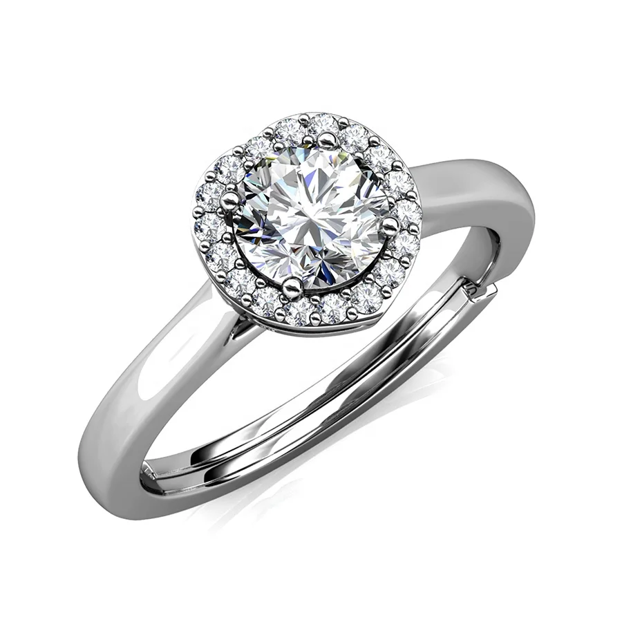 

Perfect White Moissanite Lab Created Diamond 18K Gold Sterling Silver Solitaire Heart Engagement Ring Destiny Jewellery
