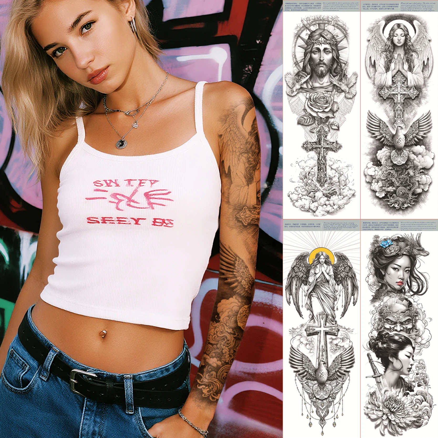 Custom Temporary Body Stickers Bold Large Water Slide Tattoo Sleeves White Removable Paper Large Water Slide Tattoo Sleeves