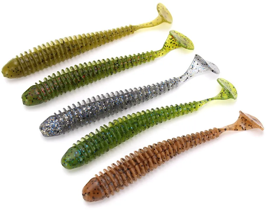 

WIEHE wholesale pvc with colorful paillette inside threaded maggot worm fishing soft lure leurre souple de peche, See picture