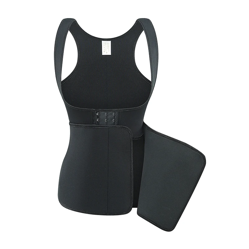 

Shaperisfree Ultra Sweat Neoprene Waist Trainer Vest Sauna with Support Waist belt One Big Strap Protect Back Lift Body Shaper, Black