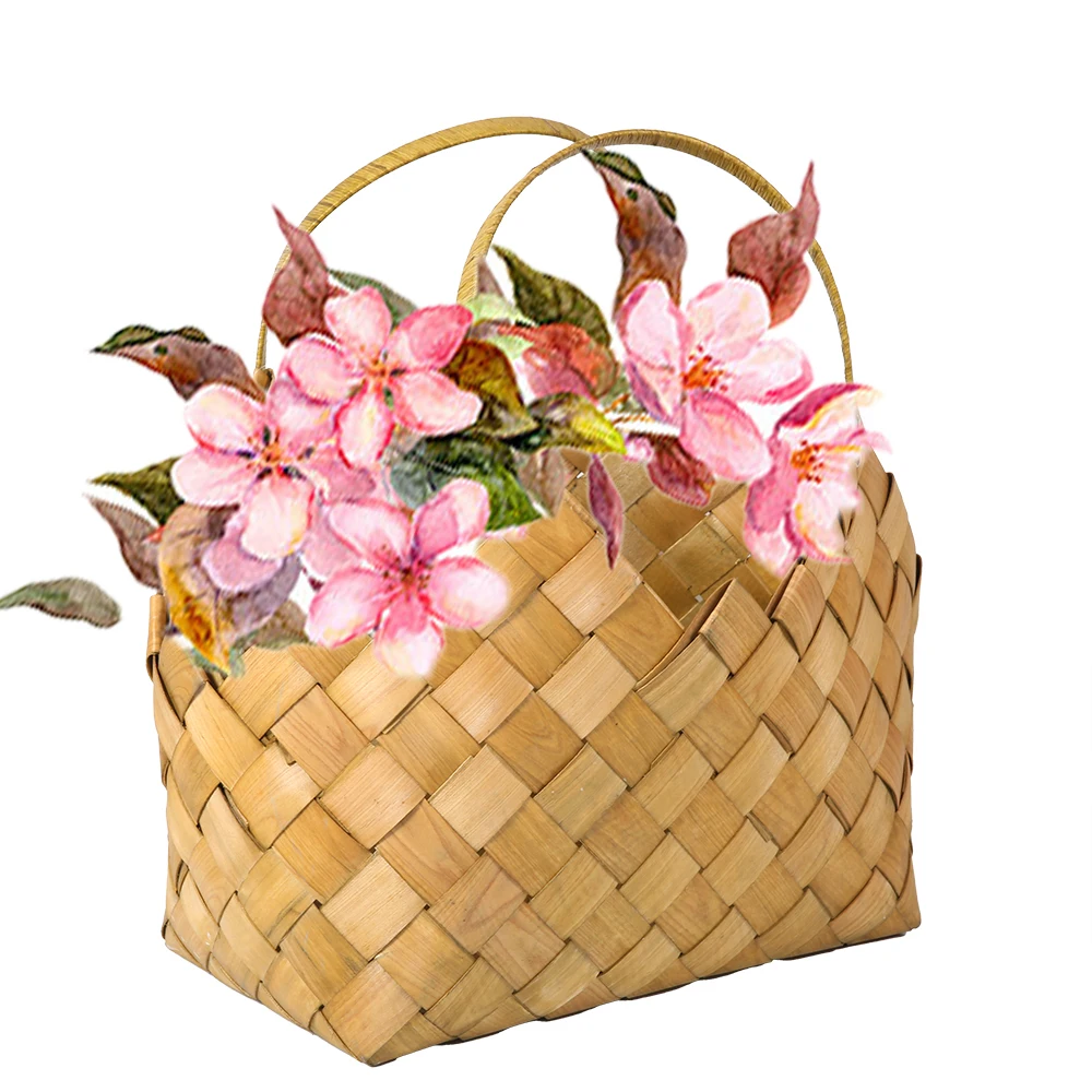 

Handmade Woven Storage Basket Gift Basket Wood Bags Women Handbags Ladies Wooden Baskets with Handles Natural Storage Saddle, Customized color