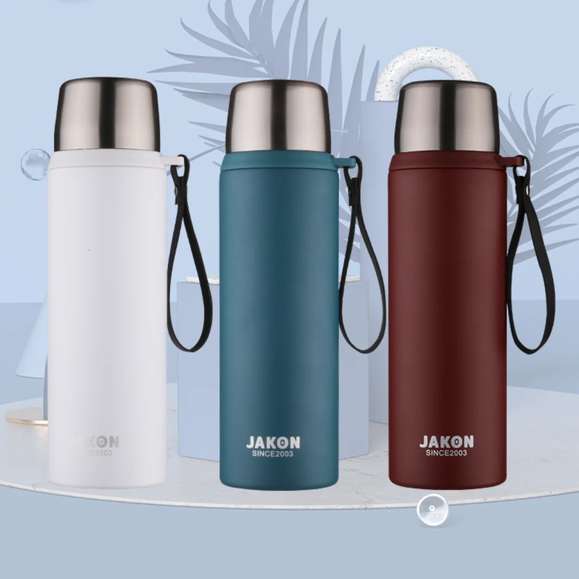 

510/730ml New Style Double Wall Water Bottle Stainless Steel Insulated Thermos Portable Vacuum Flask Two Lids, Customized colors acceptable