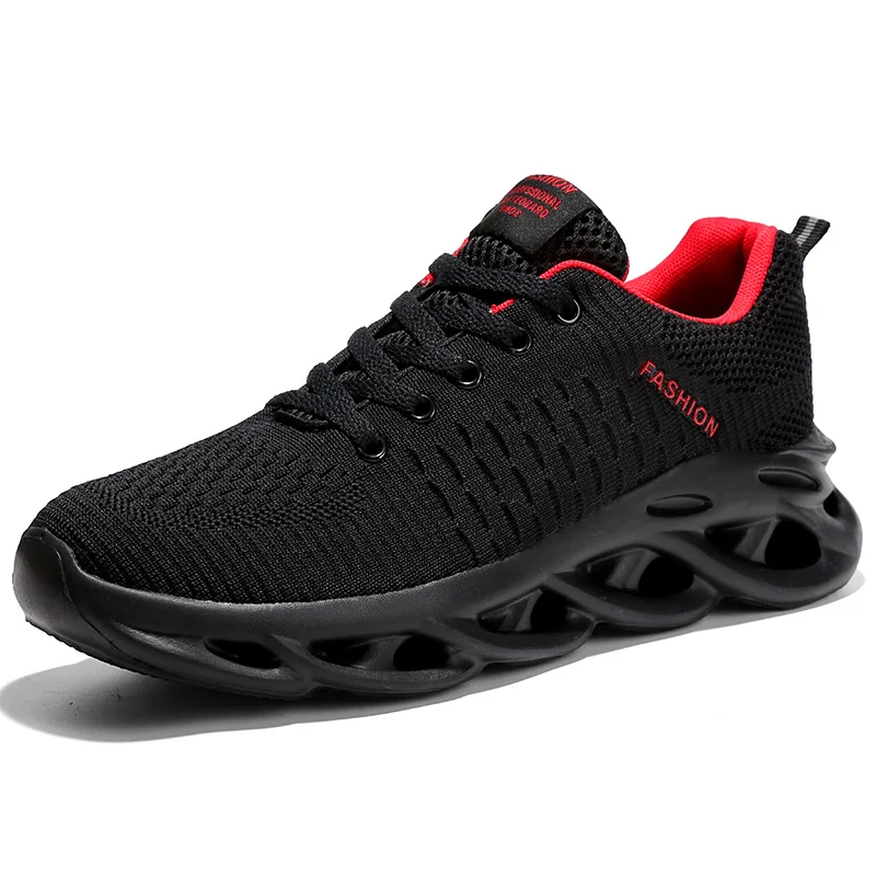 

Blade outsole men walking style shoes casual men sneakers men running shoes sport, Black/black red