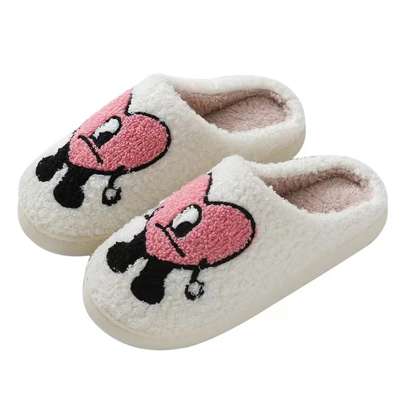 

Hot Sale Stock Custom Logo Cute Red Heart Bad Bunny Slippers Slides Ladies Winter Indoor Warm House Slippers