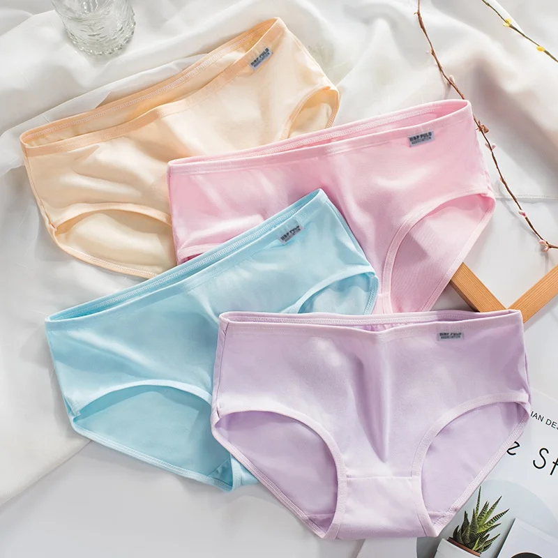 

Hot sale Cheap Plus Size Women Solid Color Underwear Girls Briefs Female Breathable Knickers Panties for Ladies