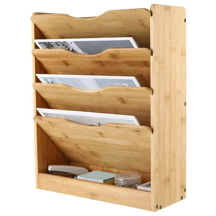 
Factory 5 Tier Bamboo Wall Mounted File Organizer for Office Storage 