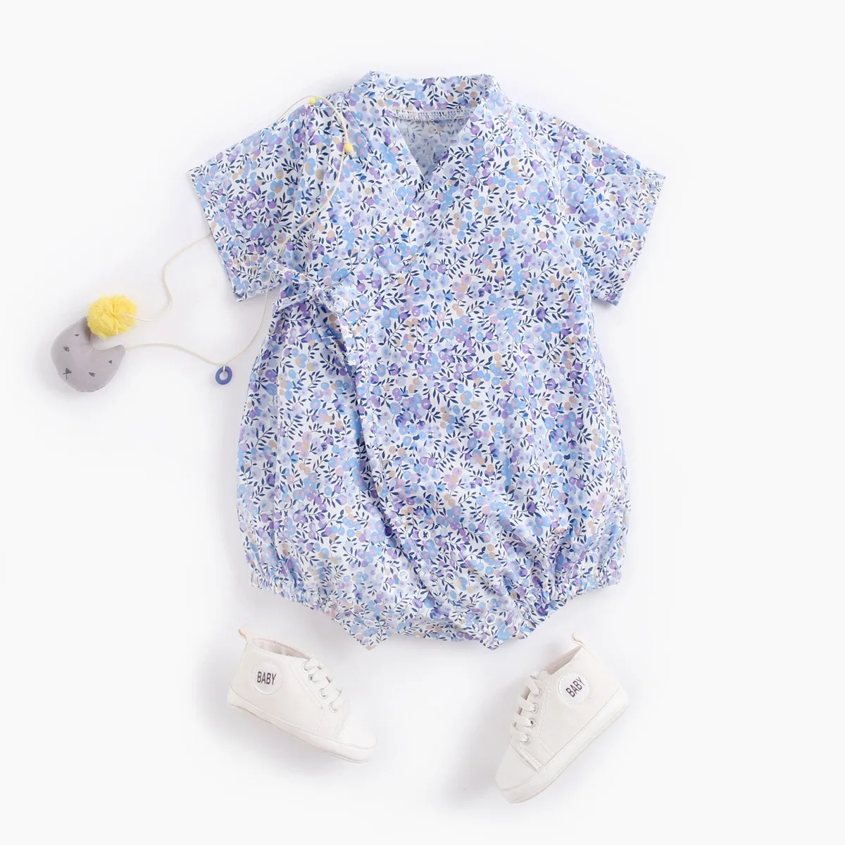 

RTS summer printing cheap price high quality baby clothes short sleeve baby rompers