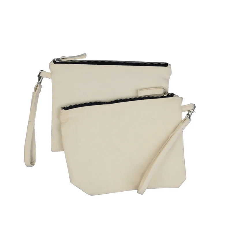 

toiletry organic pouch with custom logo cosmetic bag cotton canvas with zipper