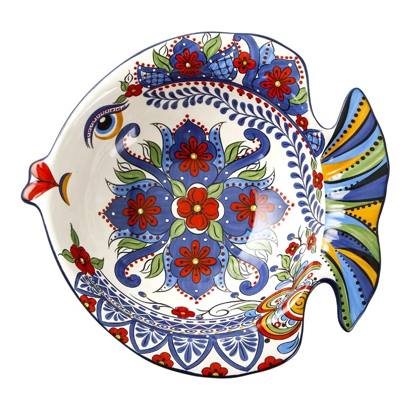 

Creative hand painted fish-shaped meal bowl dessert bowl