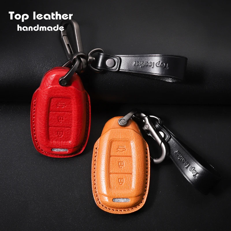 

2021 NEW High Quality Genuine Leather Smart Car Key Case Cover for Hyundai, 6 color available