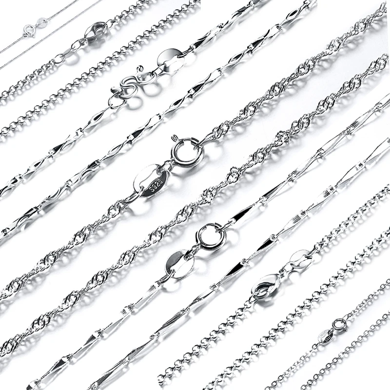 

RINNTIN SC Women Custom Joya De Plata Kolye Chains for Making Men Silver Jewelry 925 Sterling Silver Necklace Chains