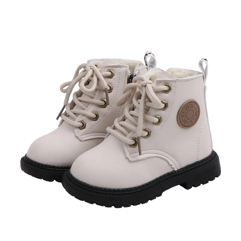 

XIXIBB New 2019 children's cotton shoes boy boots with fleece girl warm baby Martin boots