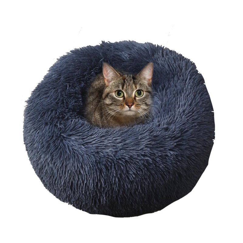 

Pet luxury bed round shape Autumn And Winter cat sofa bed mat dog kennel Cama para mascotas soft plush Keep warm donut pet bed, As shown