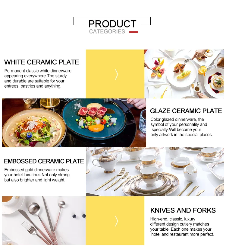 product-Two Eight-White Banquet Ceramic Plates Dinnerware Set, Hosen Royal White Fine Porcelain Plat-2