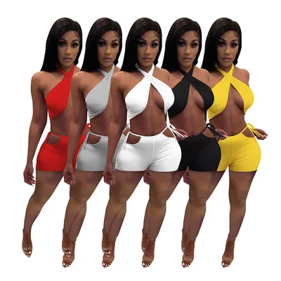 

WX0776 women's fashion sexy solid color two-piece shorts short casual suit tights suite female clothing 2021