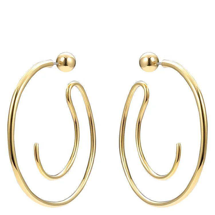 

Fashion Big Circle Hoop Earrings For Women Accessories Gold Color Statement Ball Curve Hoops Earings Fashion Jewelry E191122