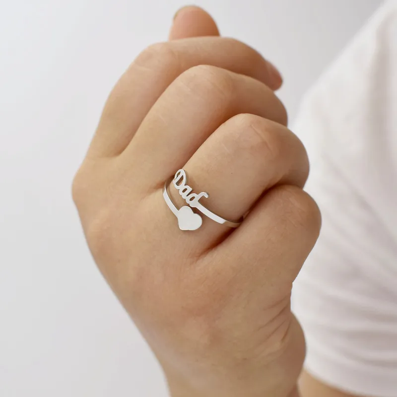 

Adjustable Words DAD Ring European USA Female Personality Simple Stainless Steel I love Dad Rings