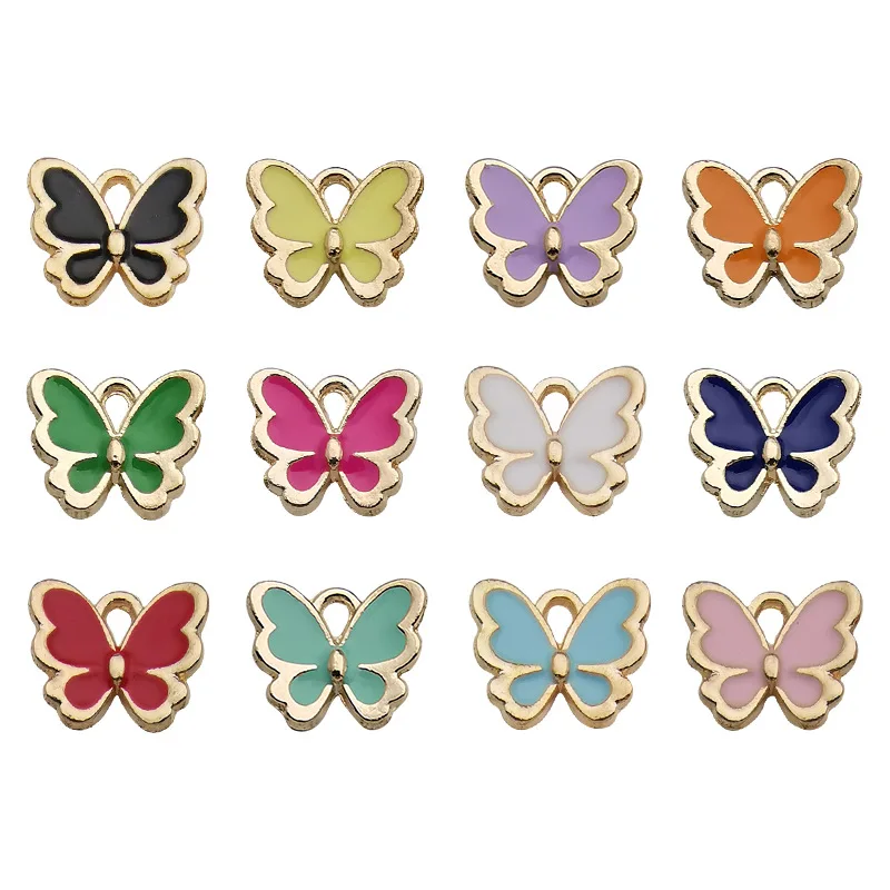 

120 Pcs/lot Multicolor Alloy Butterfly enamel Charms DIY Animal Pendant Handmade Jewelry For Necklace Bracelet