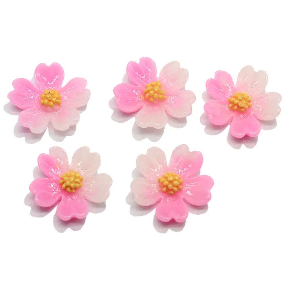 

/Lot 21MM Pink Resin Cherry Blossom Flower Flatbacks For Jewelry Making Craft DIY Hairpin Headwear Scrapbooking Embellishment