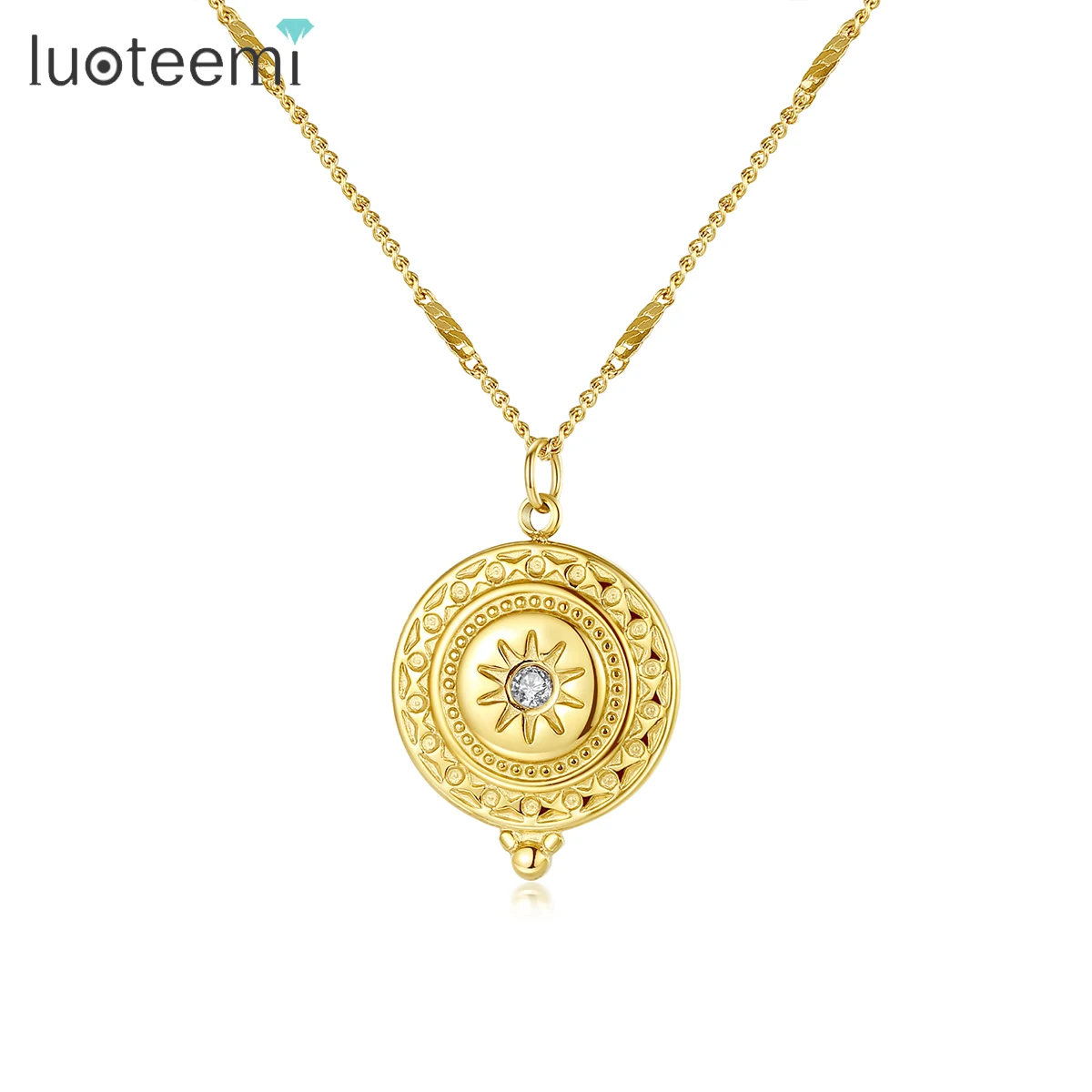 

SP-LAM Rhinestone Pendant Gold Plated Chain Woman Stainless Steel 2021 Classic Pendant Link Lady Necklace