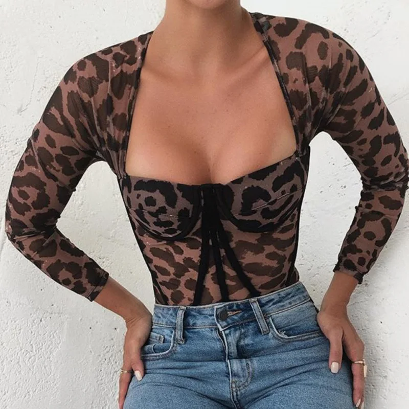 

Fast shipping hot sale fall clothing ladies crop tops long sleeve leopard crop women blouses and tops lady