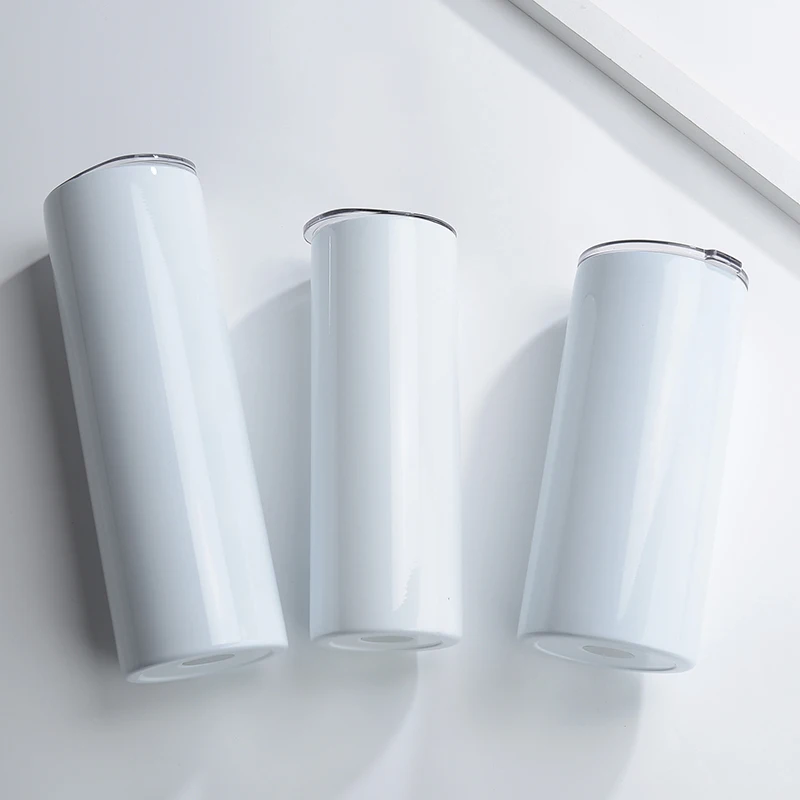 

Wholesale Double Wall Stainless Steel Slim Tumbler 20oz Sublimation Blanks, White
