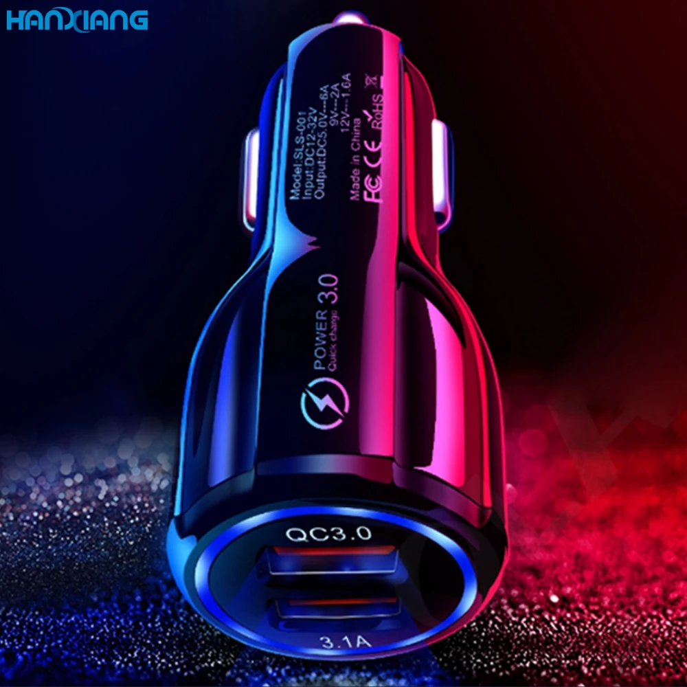 

In Stock Ready To Ship Top Sales 2021 New Arrivals Consumer Electronics QC3.0 Dual USB Fast Car Charger for IOS,for Android, Black;white