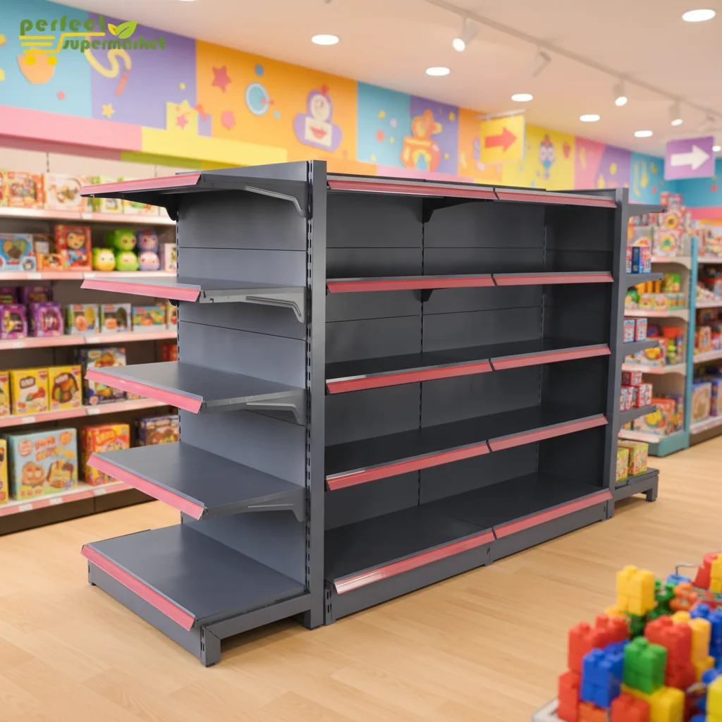 2025 Fashion and Modern Metallic Gondola Used Supermarket Shelf Rack/toy Display Rack