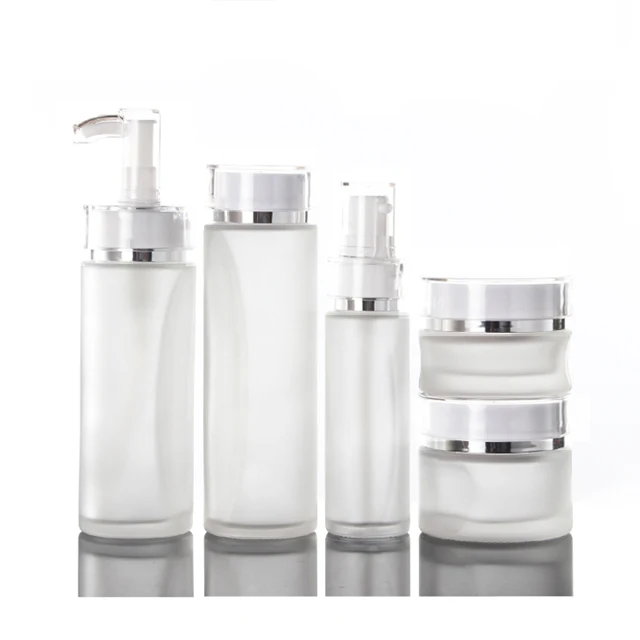 

Wholesale Empty Luxury Clear 40ml 100ml 120ml Frosted Glass Cosmetic Lotion Packaging Pump Bottle