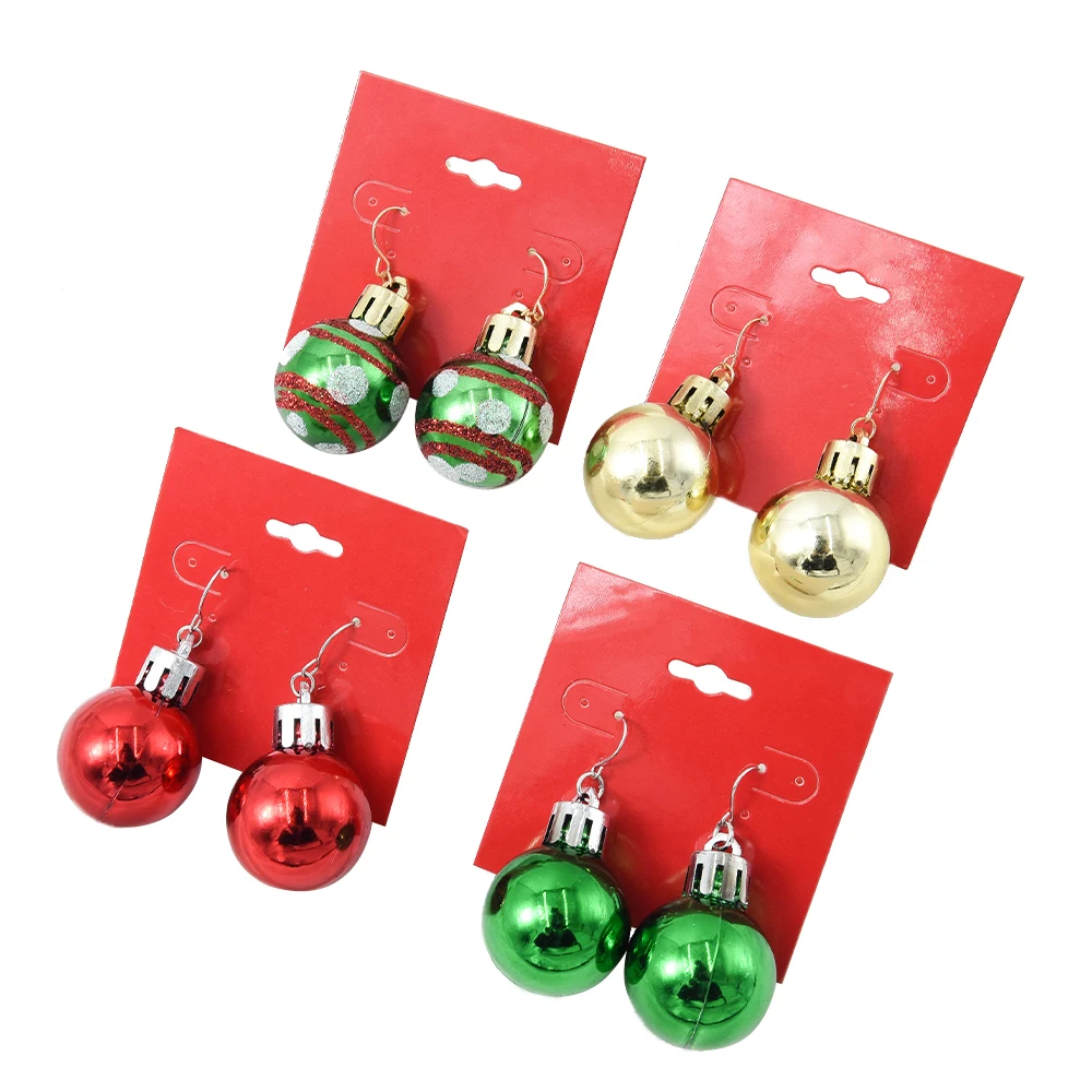 

Wholesale 4 Colors Green Red Gold Plated Plastic Women Christmas Wear Style Big Bells Dangle Drop Earrings, Red green gold