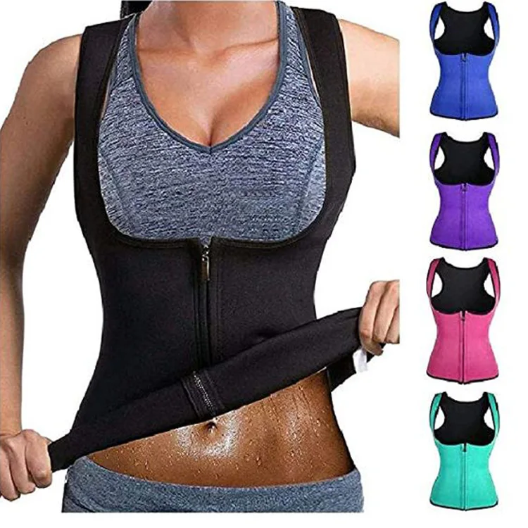 

Women Waist Trainer Vest Slim Corset Neoprene Sauna Tank Top Zipper Weight Loss Body Shaper Shirt