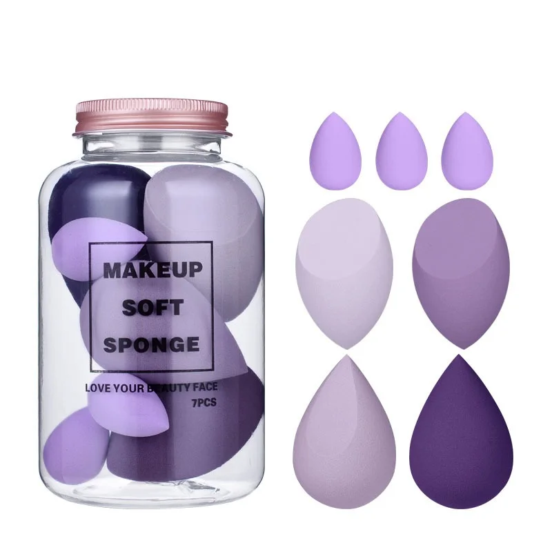 

7pcs/set Mini Non-latex Sponge Puff Foundation Makeup Wet And Dry Use Powder Smooth Cosmetic Make Up Puffs Beauty Tools, 4 color