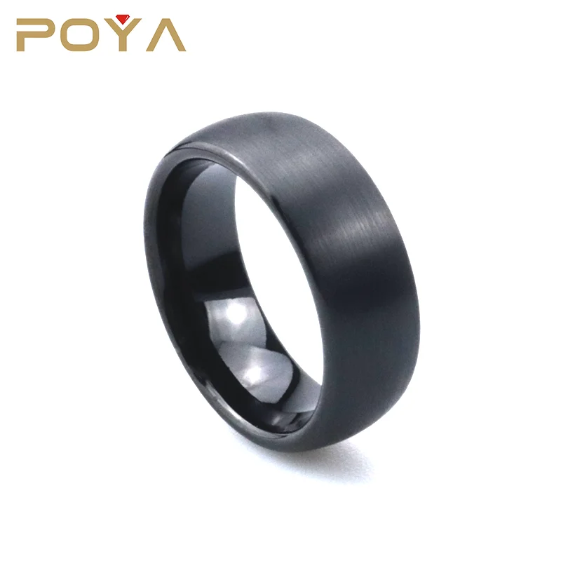 

Poya 8mm Anniversary Gift Matte Brushed Domed Black Tungsten Ring For Male