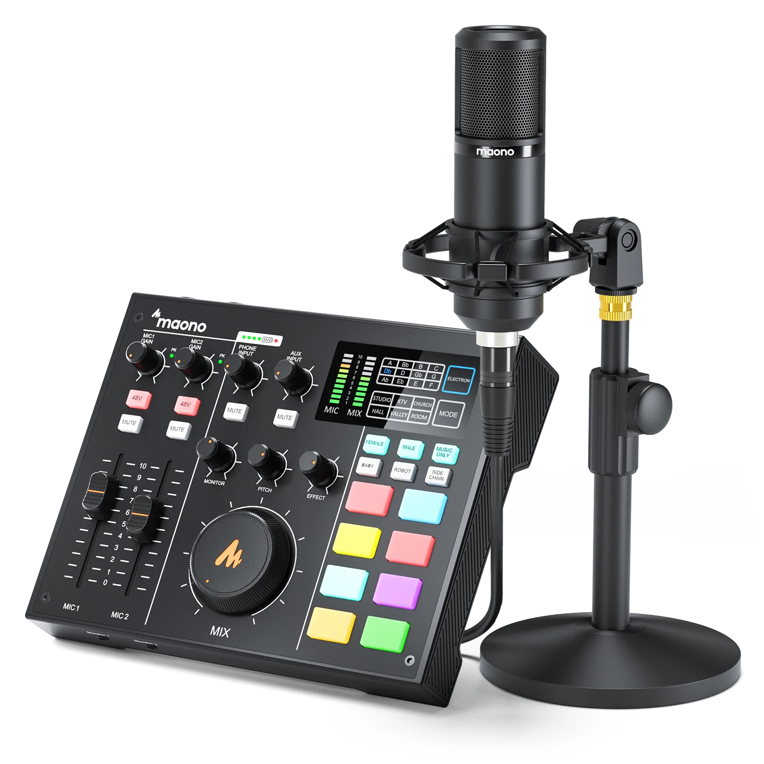 

MAONOCASTER AM100 K1 All In One Kit Professional Podcasting Sound Card Studio Recording Condenser Microphone Audio Interface