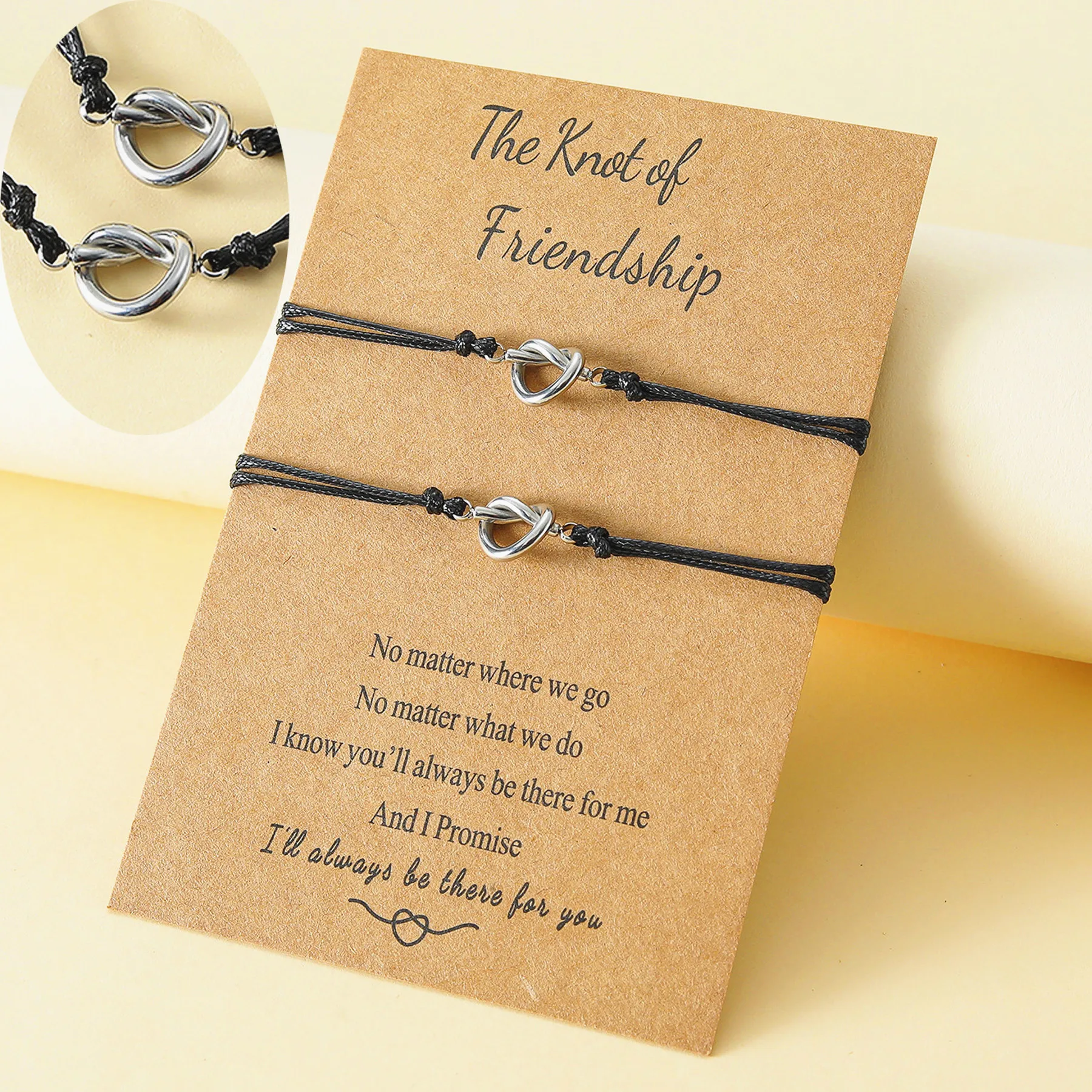 

2022 Summer Love Knot Bracelet Set Sisters Couple Gift Heart Bracelet School Friendship Best Friend Bracelet for Women Girls, Silver
