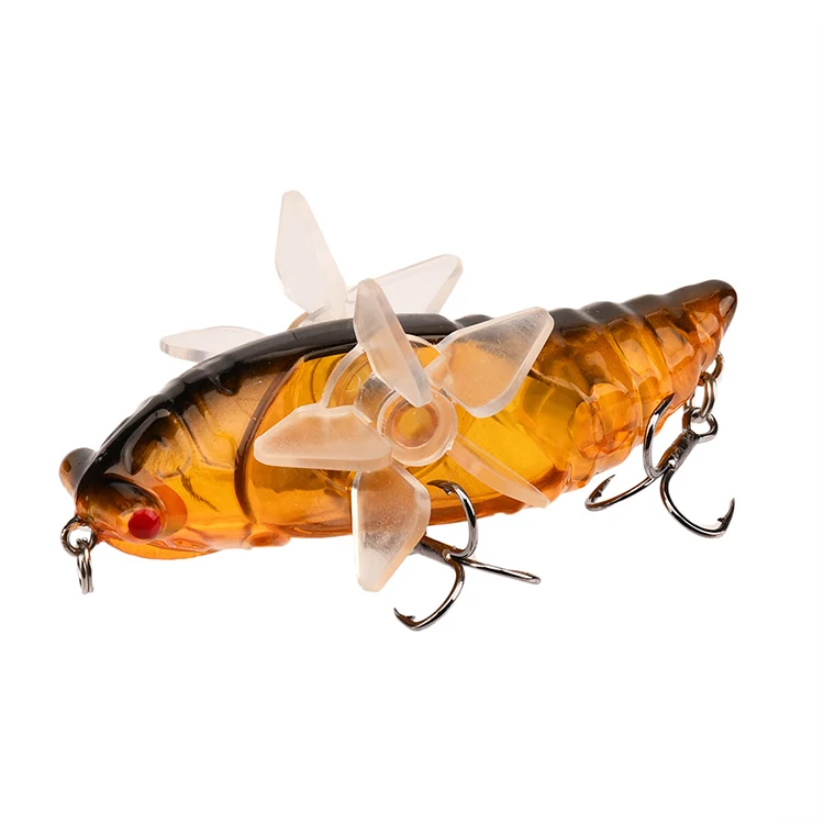 

Hard Plastic 14g Lifelike 3D Eyes Freshwater Casting Top Water Insect Cicada Lure With Spinner Wings, As shown