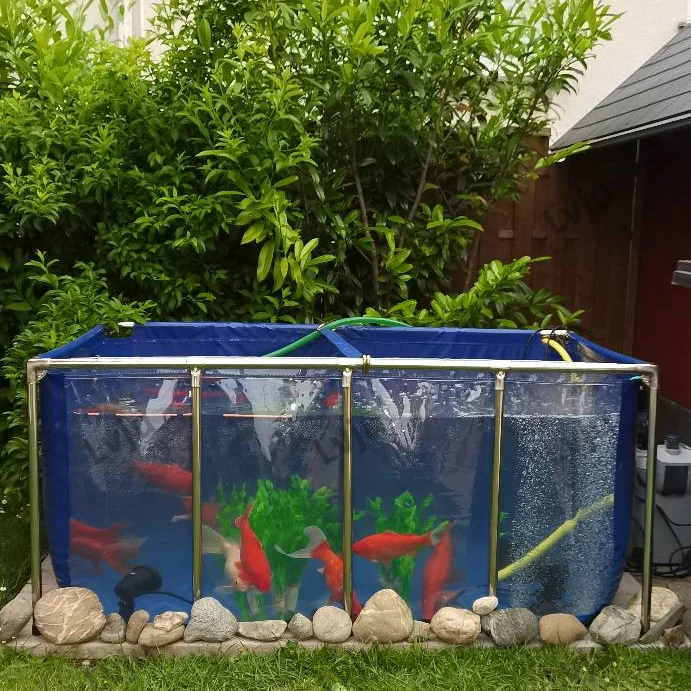 

Luxury Unique Mini Fish Pond Window Aquarium Betta Fish Container Tank Koi Breeding Tank, Blue and one side clear/custom
