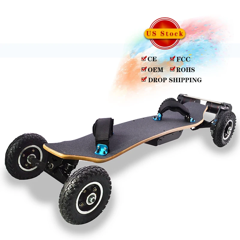 36V 1650W x2 motors 10Ah battery 20Km range Pneumatic 9inch off road four wheels 200kg loads electric skateboard