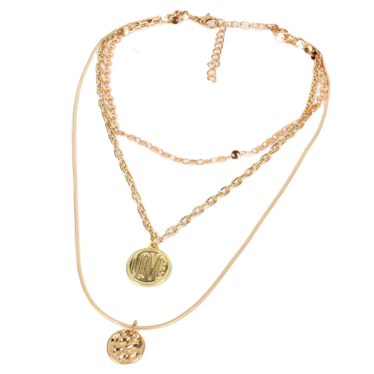 

2021 LOVE medal pendant chain multi-layer alloy trendy necklace