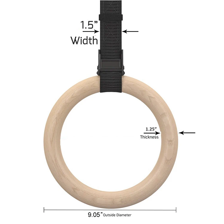 

Strength Training Fitness Rings 28mm Wooden Gymnastic Rings, Customized color