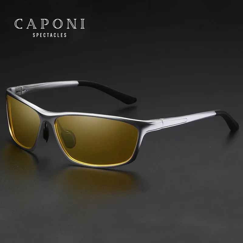 

CAPONI Night Vision Polarized Sunglasses Driving Eyewear Driving High Quality Aluminum Lens Sun Glass Yellow PC Men 2pcs 27g