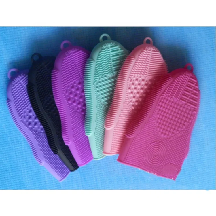 

Private Label Makeup Brush Cleaning Mat Silicone Makeup Brush Cleaner Glove, Blue, pink, purple, hot pink, black