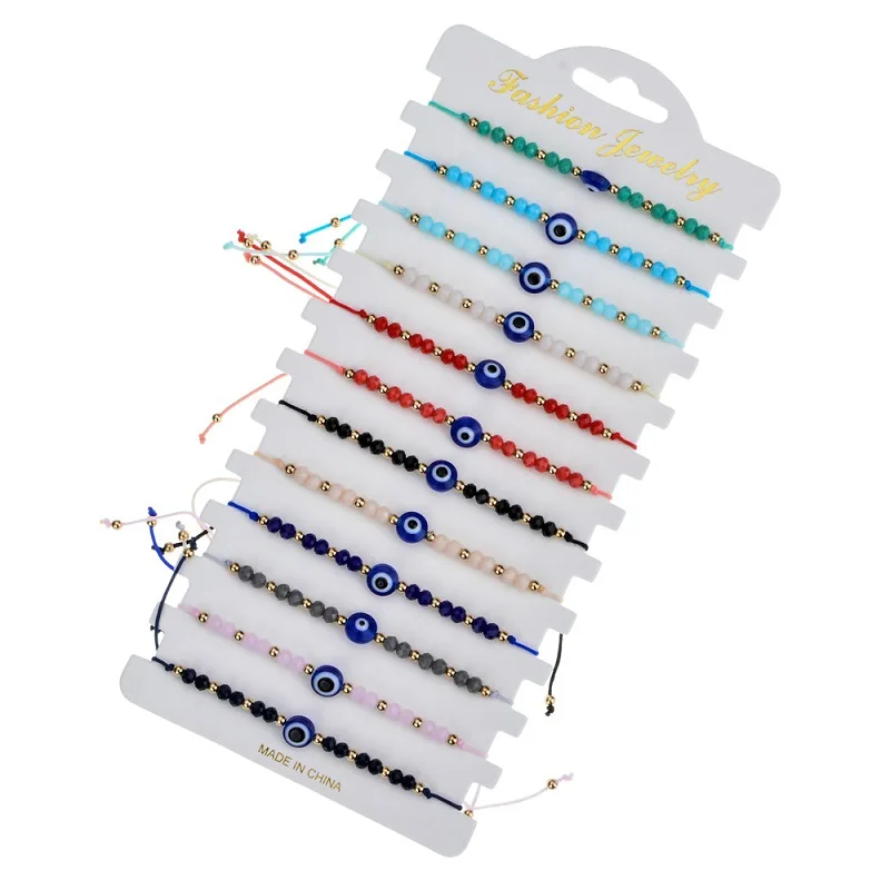 

2021 New Crystal Beads Bracelet Colorful Fashion Girl Red Bracelet Woven Braided Rope Bracelet set