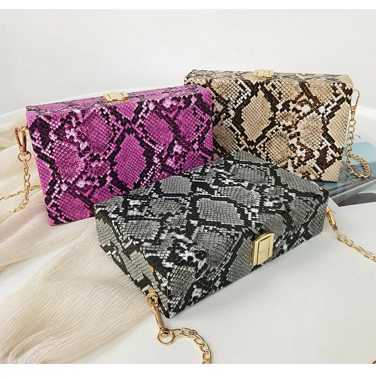 

snakeskin woman handbag box handbags woman fashion
