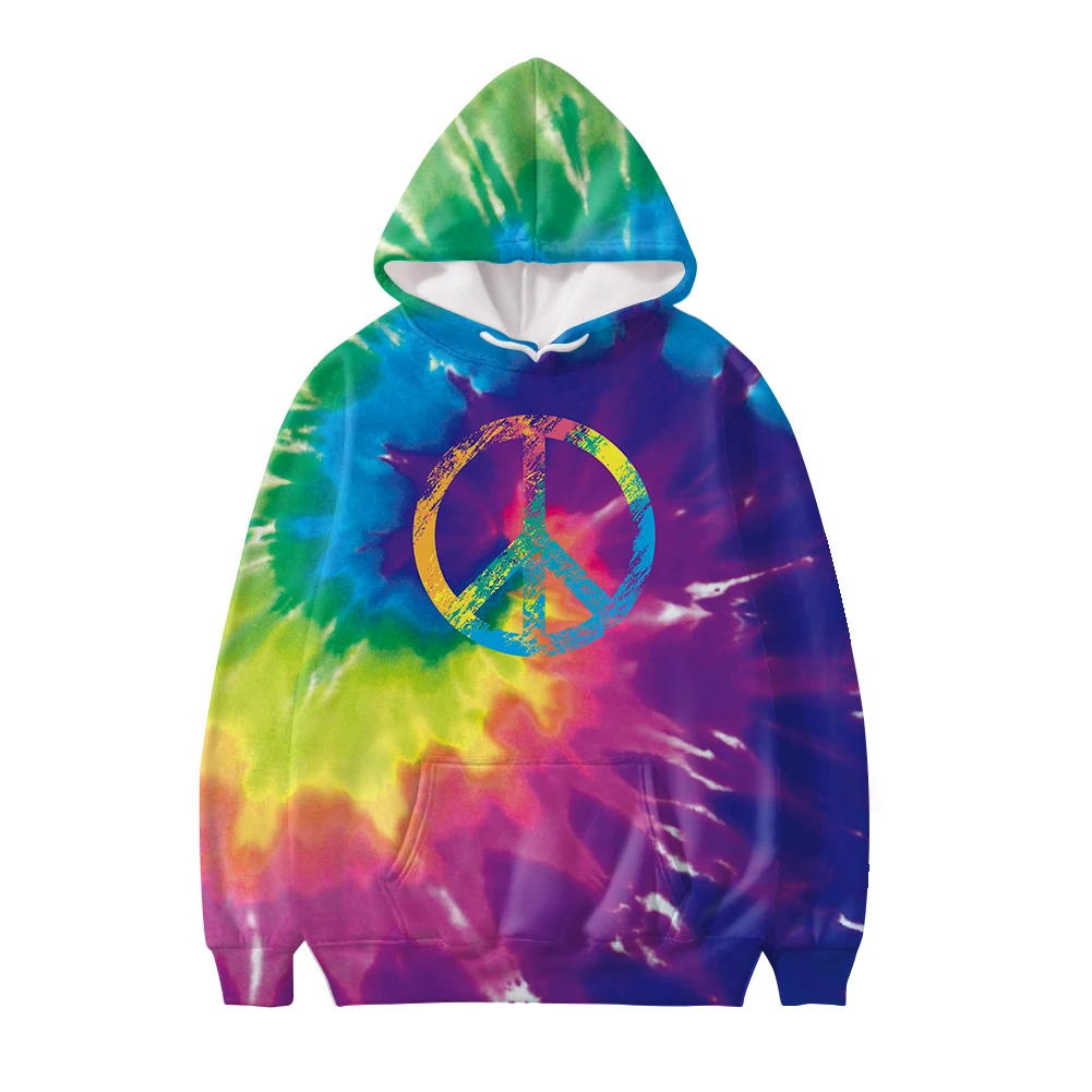 

Custom Made Plus Size Men's Hoodies & Sweatshirts Tie Dye Peace Print Polyester Mens Sweatsuits With Hoodies For Sublimation, Customized color